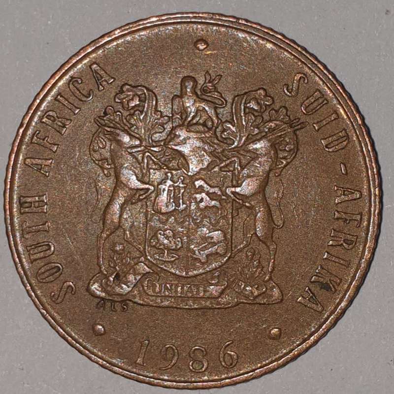 1986 - 2 CENT COIN (TWO CENT COIN) - RSA - BRONZE - KM#83 - BILINGUAL LEGEND - WILDEBEEST